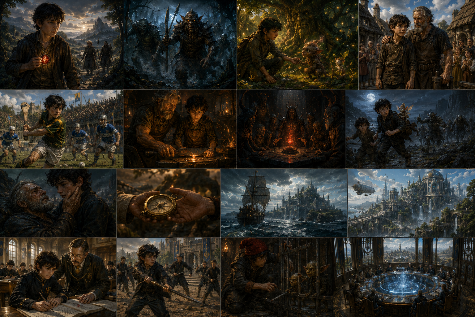 Montage Hayden Kerr avec Hayden, les ennemis, les korrigans, les forgerons, les navires et les salles de conseil.